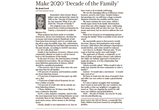 2020 – the ‘Decade of Family’ for San Antonio, Chosen - Adoption | Foster & Orphan Care Outreach | Mentoring