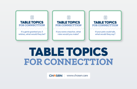 Chosen Downloadable tool focused on conversations around the dinner table, the tool is called 'Table Topics For Connection'